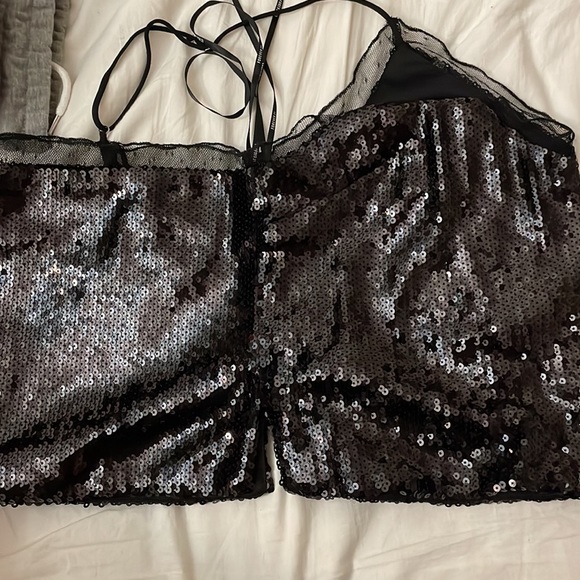 Forever 21 Sequin Spaghetti Strap Top with Mesh Trim - Picture 7 of 7